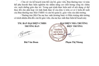 Kế hoạch phối hợp giữa nhà trường và ban đại diện cha mẹ học sinh